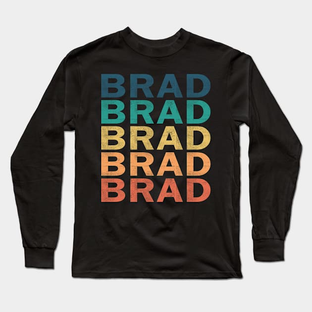 Brad Name T Shirt - Brad Vintage Retro Name Gift Item Tee Long Sleeve T-Shirt by henrietacharthadfield